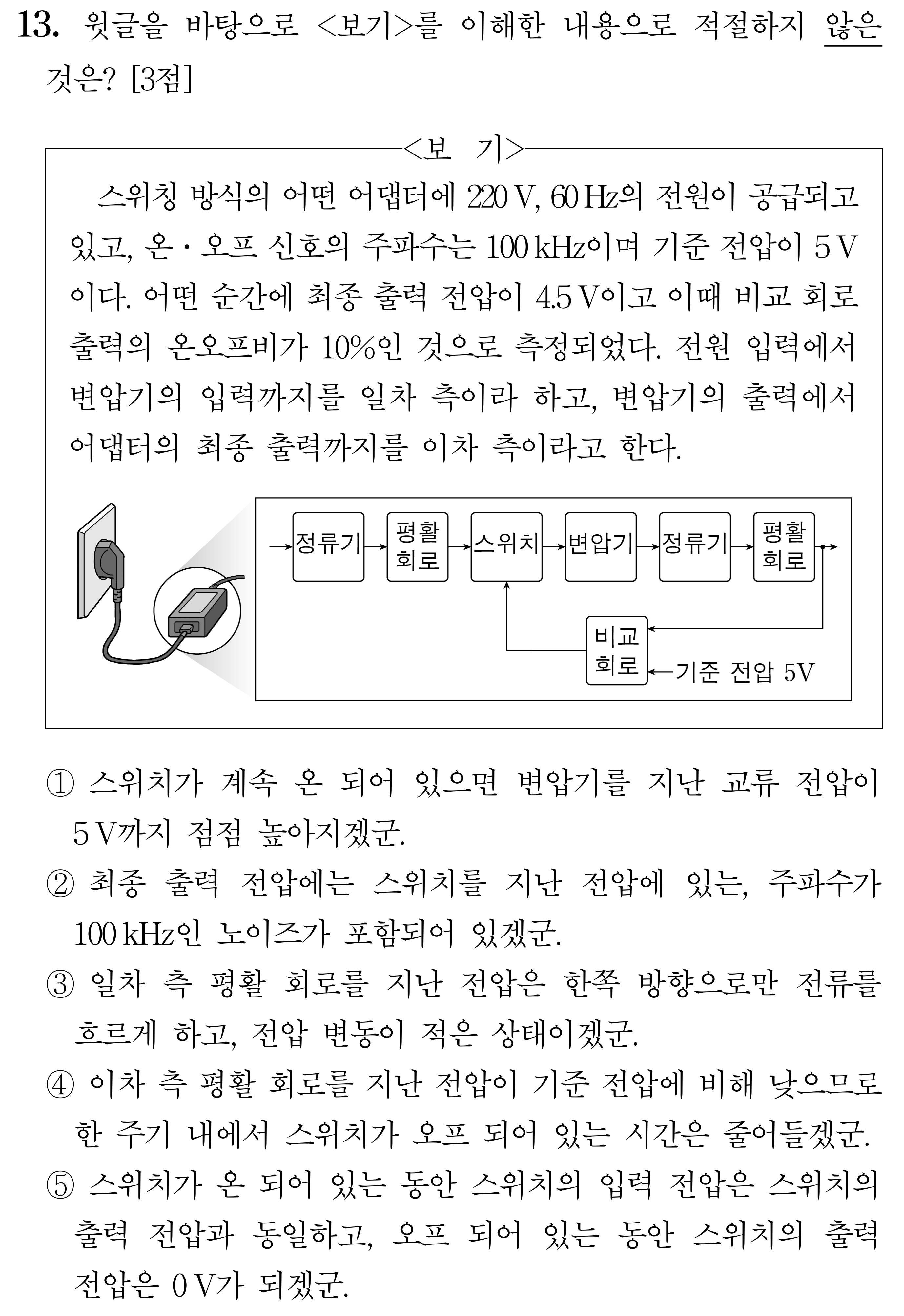 13번 보기의 스위칭 방식 어댑터 도식