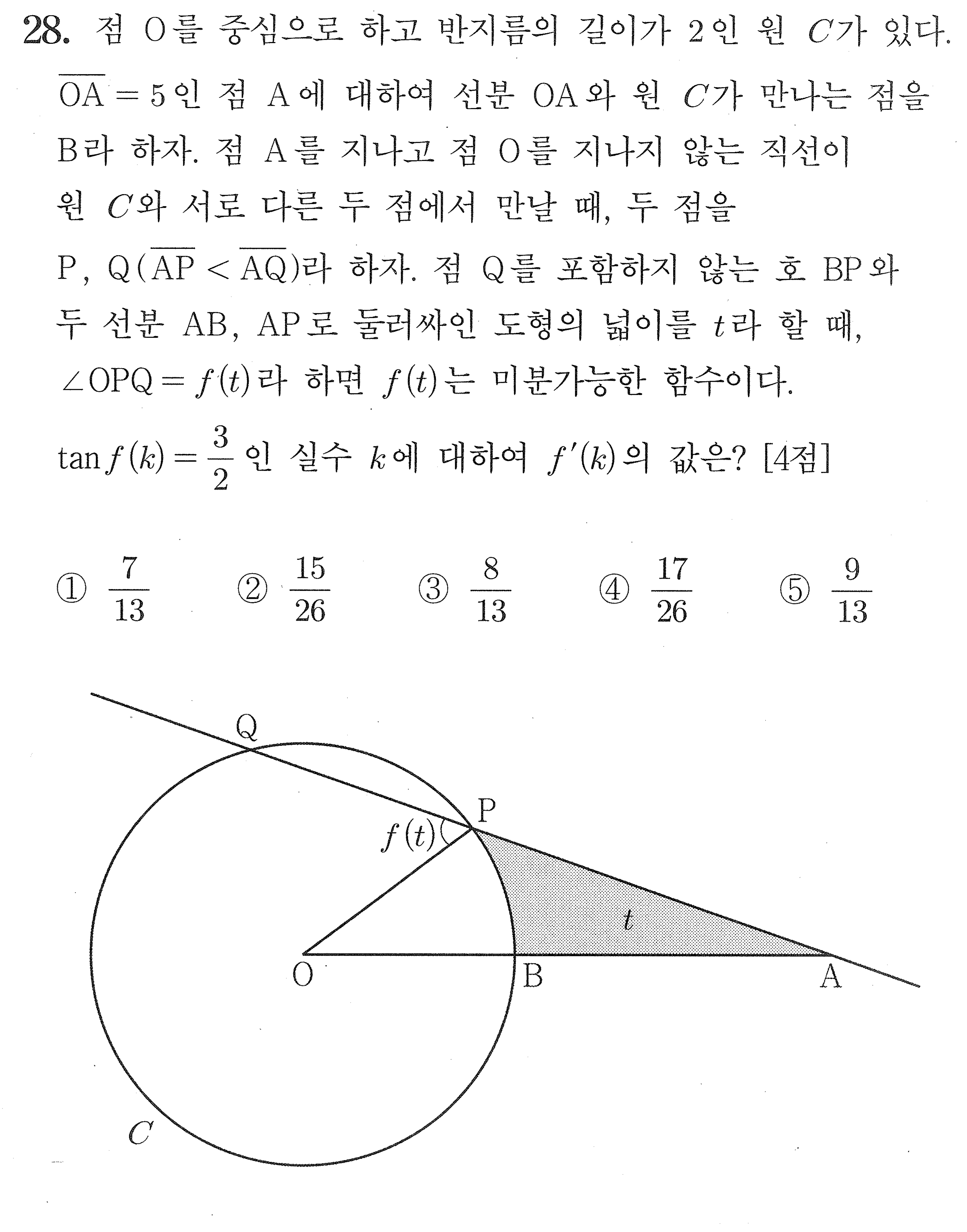 2027학년도 9월 모의평가 미적분 28번 시험지 원본